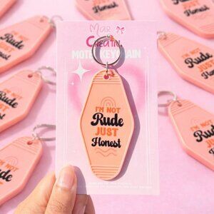 Peach Motel Keychain Quote Keyring Aesthetic Cute Accessories